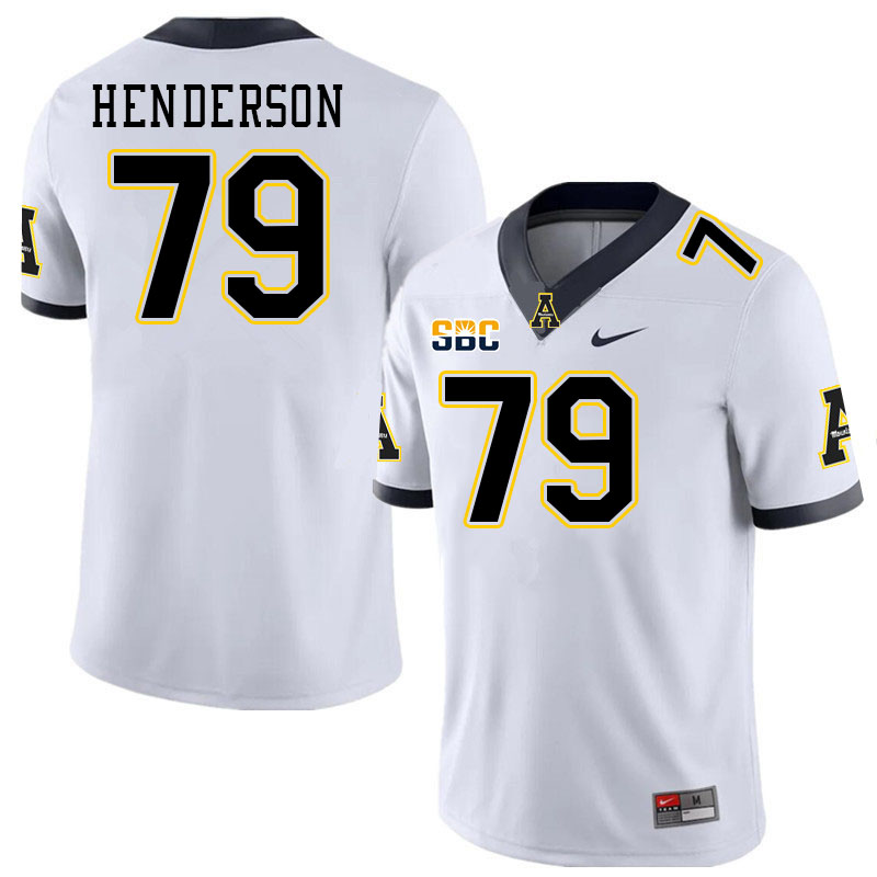 Men #79 Sammy Henderson Appalachian State Mountaineers College Football Jerseys Stitched Sale-White - Click Image to Close